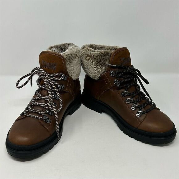 Cougar Brown Waterproof Leather Faux Fur Lace-Up Combat Boots Size 6.5-7** - Picture 12 of 15